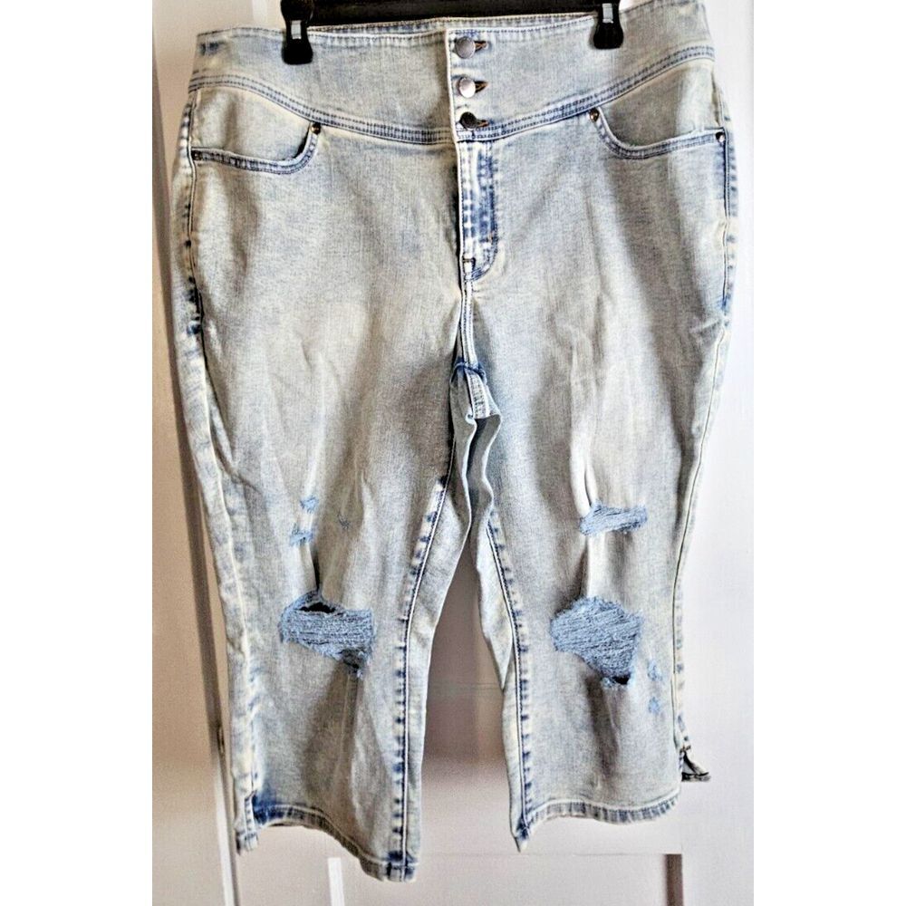 Lane Bryant Sz 18 Flex Magic Waistband signature fit mid rise skinny ripped jean